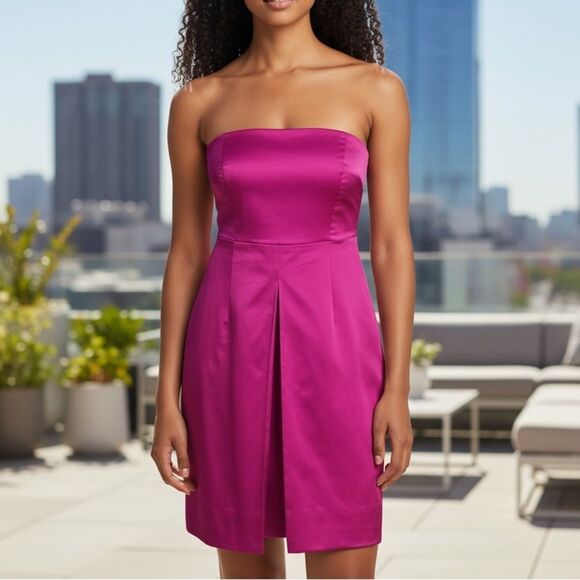 New York & Company Fuchsia Strapless Dress, Size 4 - Picture 1 of 7